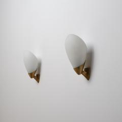 1950s Italian Modern Brass and Opaline Glass Sconces - 4536692