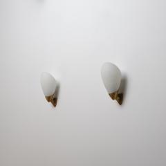 1950s Italian Modern Brass and Opaline Glass Sconces - 4536693
