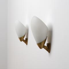 1950s Italian Modern Brass and Opaline Glass Sconces - 4536695
