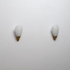 1950s Italian Modern Brass and Opaline Glass Sconces - 4536696