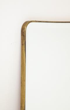 1950s Italian Modernist Grand Scale Shaped Brass Beveled Mirror - 2925667