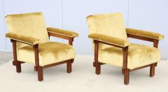 1950s Italian Modernist Lounge Chairs In Velvet Upholstery - 3965088