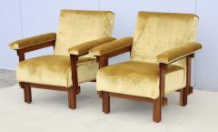 1950s Italian Modernist Lounge Chairs In Velvet Upholstery - 3965089