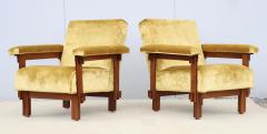 1950s Italian Modernist Lounge Chairs In Velvet Upholstery - 3965091