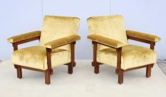 1950s Italian Modernist Lounge Chairs In Velvet Upholstery - 3965092