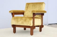 1950s Italian Modernist Lounge Chairs In Velvet Upholstery - 3965095