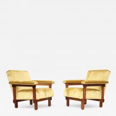 1950s Italian Modernist Lounge Chairs In Velvet Upholstery - 3968315