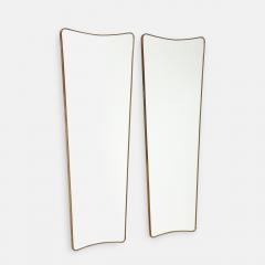 1950s Italian Modernist Pair of Grand Scale Brass Wall Mirrors - 2982395