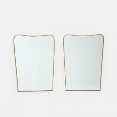 1950s Italian Modernist Pair of Shaped Brass Mirrors - 3217671