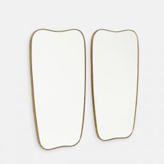 1950s Italian Pair of Modernist Shaped Brass Mirrors - 2911904