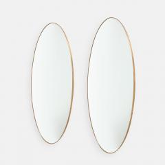 1950s Italian Rare Pair of Grand Scale Oval Brass Mirrors - 3023093