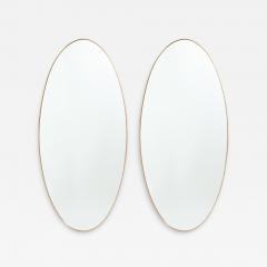 1950s Italian Rare Pair of Grand Scale Oval Brass Mirrors - 3025156