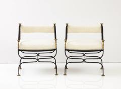 1950s Italian Savonarola Brass And Iron Armchairs - 2777862