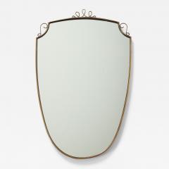 1950s Italian Shield Shaped Brass Mirror with Scrolls - 3098430
