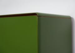 1950s Italian Sideboard in Green Lacquered Wood with Oak Interior and Black Legs - 4488050