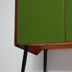 1950s Italian Sideboard in Green Lacquered Wood with Oak Interior and Black Legs - 4488052