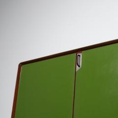 1950s Italian Sideboard in Green Lacquered Wood with Oak Interior and Black Legs - 4488053