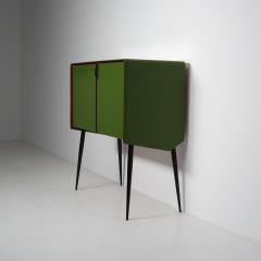 1950s Italian Sideboard in Green Lacquered Wood with Oak Interior and Black Legs - 4488055