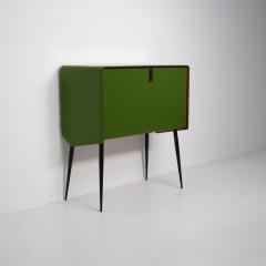 1950s Italian Sideboard in Green Lacquered Wood with Oak Interior and Black Legs - 4488057