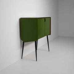1950s Italian Sideboard in Green Lacquered Wood with Oak Interior and Black Legs - 4488059