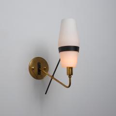 1950s Italian Stilnovo Brass and Opaline Glass Wall Sconces - 4530627