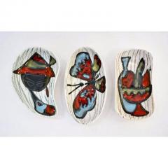 1950s Italian Vintage Red Light Blue Black White Porcelain Trinket Dishes Trays - 4329495