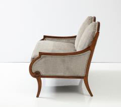 1950s Italian Walnut Settee With Velvet Upholstery - 2958873