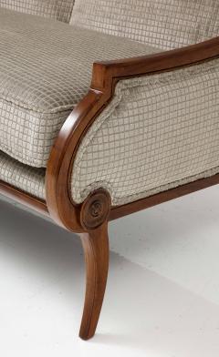 1950s Italian Walnut Settee With Velvet Upholstery - 2958875