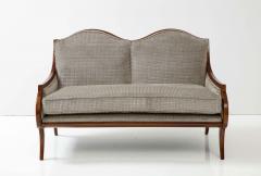 1950s Italian Walnut Settee With Velvet Upholstery - 2958877