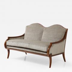 1950s Italian Walnut Settee With Velvet Upholstery - 2962938