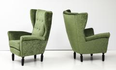 1950s Italian Wing back Lounge Chairs In velvet - 4430679