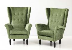 1950s Italian Wing back Lounge Chairs In velvet - 4430684