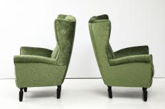 1950s Italian Wing back Lounge Chairs In velvet - 4430688