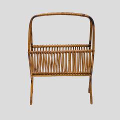 1950s Italian design bamboo and Rattan magazine rack - 4286022