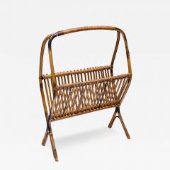 1950s Italian design bamboo and Rattan magazine rack - 4287913