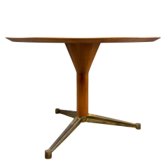 1950s Italian sunburst top walnut and brass 45 center table - 4306438
