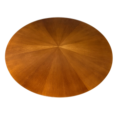 1950s Italian sunburst top walnut and brass 45 center table - 4306440
