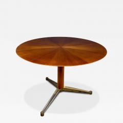1950s Italian sunburst top walnut and brass 45 center table - 4306527