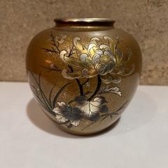 1950s Japanese Bronze Mixed Metal Squat Vase - 3575879
