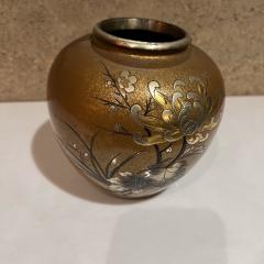 1950s Japanese Bronze Mixed Metal Squat Vase - 3575880