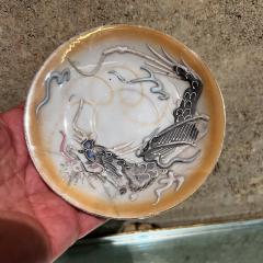 1950s Japanese Handcrafted Porcelain Lucky Dragon Saucer Plate Distressed - 3128608
