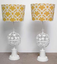 1950s Metal White Leaf Table Lamps Painted - 1803420