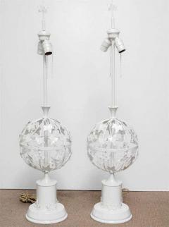1950s Metal White Leaf Table Lamps Painted - 1803421