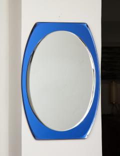 1950s Mid Century Modern Blue Glass Frame Italian Mirror - 2109213