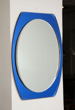 1950s Mid Century Modern Blue Glass Frame Italian Mirror - 2109218