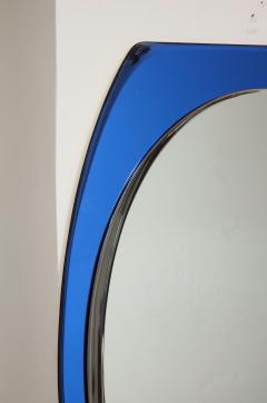 1950s Mid Century Modern Blue Glass Frame Italian Mirror - 2109219