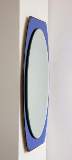 1950s Mid Century Modern Blue Glass Frame Italian Mirror - 2109224