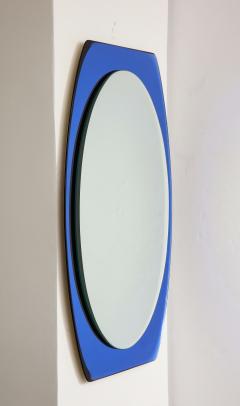 1950s Mid Century Modern Blue Glass Frame Italian Mirror - 2109226