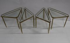 1950s Mid Century Modern Brass Italian Triangular Side Tables coffee table - 2905385