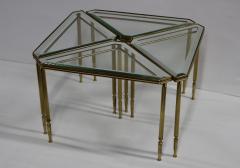 1950s Mid Century Modern Brass Italian Triangular Side Tables coffee table - 2905387